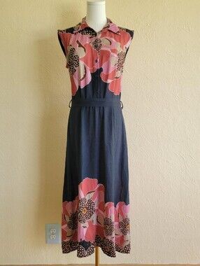 Magari | Linen Blend Floral Shirt Dress